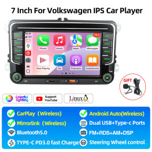 Grandnavi | 7 Linux OS Car MP5 Player FM RDS Radio BT Wireless Carplay Android Auto Mirrorlink For Volkswagen/Seat/Skoda/Passat/Golf/Polo