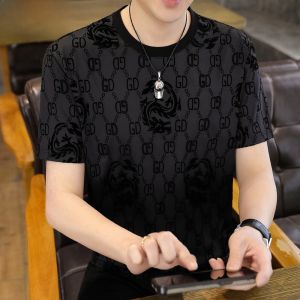 HENGYUANXIANG | Fashionable Summer New Mens Short Sleeve T-Shirt Standard Fit Round Neck Dragon Pattern Letter Print Cool Feeling Lightweight Casual Top