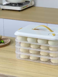 SANCY 4 Layer Food Storage Dumpling Plastic Multi-Layer Refrigerator Freezer Timer Crisper Household Storage Box - Fulfilled by SANCY