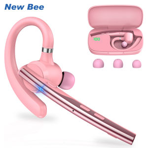 New Bee | New Bee M54 Wireless Bluetooth Headset Headphone Noise Cancelling Earpiece Dual-Mic Mute Handsfree Earphones for Girls Office
