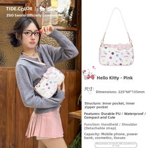 Tide color | Hello Kitty Collaboration Birthday & Christmas Gift for Women Kitty Cat Cute Shoulder Bag Sanrio