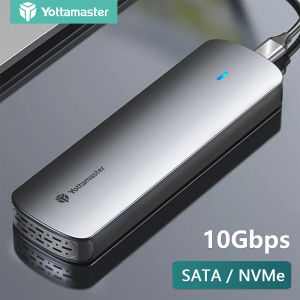 Yottamaster Aluminum M.2 NVME SATA SSD Enclosure Adapter USB 3.2 Gen2 10Gbps to NVME PCI-E SATA M and B&M Key SSDs Tool-Free USB C External Case for NVME SATA SSDs 4TB 2230 2242 2260 2280 Storage Box