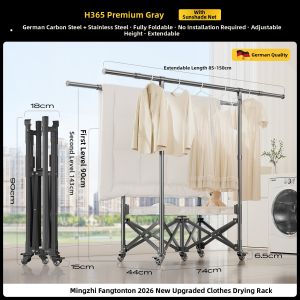 MINGZHI | Foldable & Movable Indoor Clothes Drying Rack