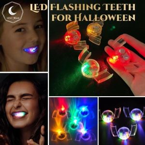 Multi-color LED Flashing Teeth Brace Halloween Glowing Trick Toy Christmas Party Props Kids Gifts