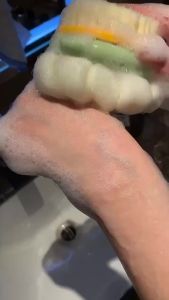 Cây bông tắm cọ chà lưng 2 mặt bông tắm kì ghét tẩy tế bào chết có nóc treo mềm mại tiện dụng-Happy Home 4U