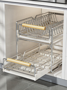 B&W | Stainless Steel Bowl and Plate Storage Rack for Kitchen Cabinets
