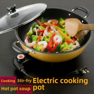 Electric Cooker Hot Pot Soup Pot Cooking Pot 1500W Power 5L Capacity Classic round Pot for Steaming Frying Deep Frying Stewing