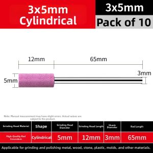 BIGWHITESHARK | Extended Rod Polishing Head 3mm Shank Red Alumina Sanding Bit
