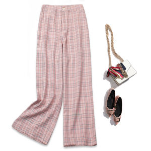 Slim Fit High Waist Wide Leg Pants Womens Summer Thin Style Casual Trousers Anti-Aging Eighteen Clothes Drapey Loose