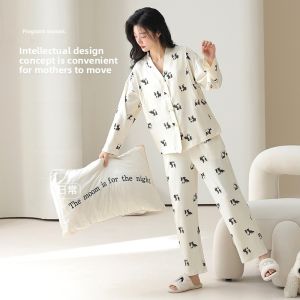 miiow | Pure Cotton Summer Sleepwear Womens Postpartum Moon Suit Lightweight Breathable Maternity Home Clothes Outdoor Wearable