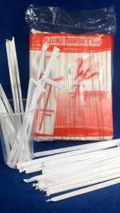 sedotan plastik tekuk bengkok steril higienis bungkus kertas Putih