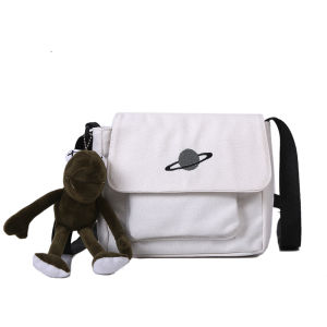Childrens Canvas Shoulder Bag Girls Crossbody Small Bag Korean Style Versatile Single Strap Bag for Students And Girls