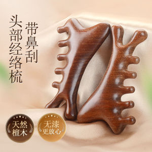 Multi-Functional Sandalwood Hair Comb Scalp Massage Small Monster Five-Tooth Head Meridian Brush Nose Scraper Thick Tooth