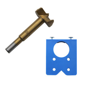 Hinge Boring Jig 35mm Titanium Coated Flat Drill Bit Wood Door Cabinet Furniture Hole Positioning Guide Template 2PCS