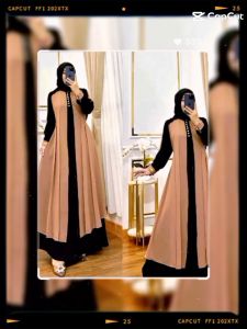 BBB - Tisya Dress S M L XL XXL - Gamis Lebaran Terbaru Bahan Crinkle Airflow Polos Model Cardi