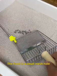 Stainless Steel Cat Litter Shovel Wooden Handle Non-Stick Pet Waste Scoop Washable Cleaning Tool