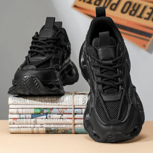 Black Samurai Mens Shoes 2025 New Autumn High-End Trendy Sports Leisure Thick Bottom Heightening Pure Black Dad Cool Shoes