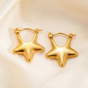 ANENJERY 316L Thép Không Gỉ Ngôi Sao Rỗng & Bông Tai Hình Trái Tim Dành Cho Nữ Hợp Thời Trang Ngọt Ngào Món Quà Trang Sức