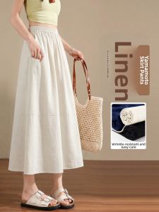 YAYANGREN | Loose Fit Old Money Style Linen Skirt