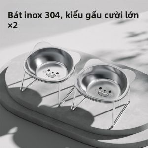 7o | Bát Ăn Thú Cưng Có Giá Đỡ Cao Bằng Thép Không Gỉ