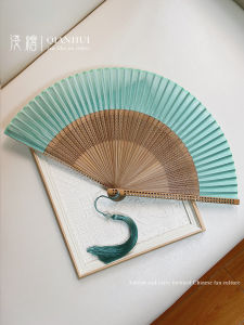 Light Painting Chinese Style Pure Color Plain Square Folding Fan 7-Inch Womens All Bamboo Fan Cheongsam Han Dynasty Summer Blank Foldable