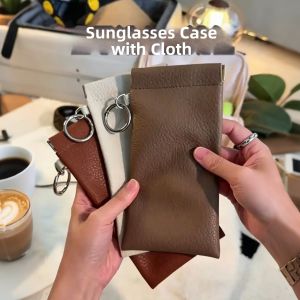 Portable Auto-close Leather Glasses Case