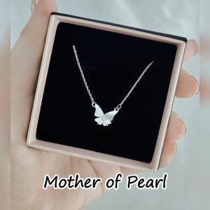 SO SEOUL Claire Mother of Pearl or Abalone Shell Butterfly Necklace