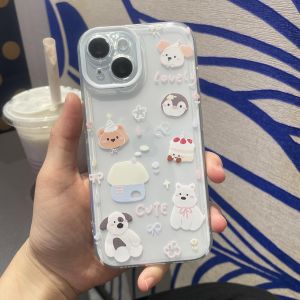 Adorable Animal Cartoon Phone Case for iPhone 15 pro Max Artistic 14 pro 13 pro Max 12 Cute Japanese Style 11 New Apple 16 Anti-Fall Protection Cover