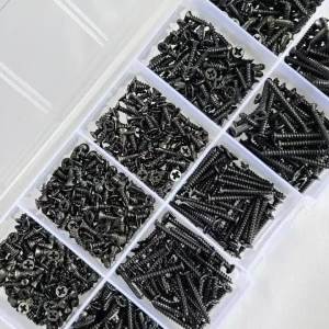 800-Piece M2 Black Miniature Self-Tapping Screw Set for Tightening Wood Screws and Metal Screws Perfect for Home DIY.