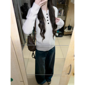 XIANGBAIWEI | Korean Leisure Style Henry Collar Slim Fit Long Sleeve Knitwear