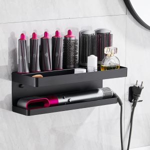 Hair Dryers No Drill Shlef Holder Wall Mount Dryer Cradle Stand Airwrap Holder for Dyson Hairdryer Bathroom Storage Rack Shelf