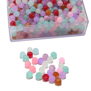 100pcs Jelly Solid Color Imitation Jade Glass Beads 8mm Round Beads Loose Spacer Bead For Handmade Jewelry Necklace Bracelet