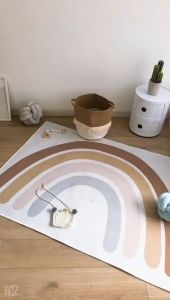 ins style Rainbow carpet Hopscotch Rug Soft Plush Permaidani Pelangi Playroom Carpet Non-Slip Floor Mat for Children baby playmat