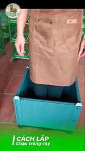 Chậu ghép thông minh HDPE Chậu trồng cây kích thước 50x50x72cm nhựa tốt bền dẻo 2 mầu Ghi -Trắng