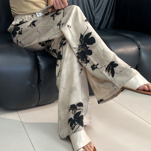 Quần Ngủ Lụa Cotton Mùa Hè Mỏng Cho Nữ Quần Dài Ống Rộng Rộng Rãi Quần Dài Thoải Mái Mặc Ở Nhà Quần Dài Mùa Hè