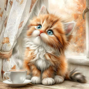 Huacan Diamond Painting Cat Fall Diamond Embroidery Animal Landsacape New Collection 2025 Decorative Paintings