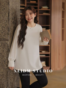 Áo Thun Nữ Cỡ Lớn Thoải Mái Mùa Thu Đông Tay Dài Cổ Tròn Màu Trơn Cơ Bản Rộng Rãi Thoải Mái Thoáng Khí