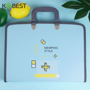 กระเป๋าใส่เอกสารแบบพกพาขนาดใหญ่ KOBEST แบบ Accordion สำหรับนักเรียน ด้ามจับแบบหัวเข็มขัด 4 ชั้น สำหรับธุรกิจและเอกสาร