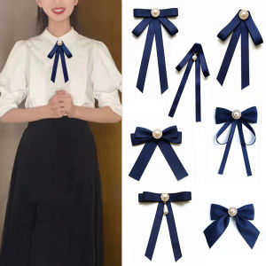 JK Style Womens Shirt Collar Tie Professional Bank Uniform Pure Color Accessory School Uniform Black Blue Butterfly Knot