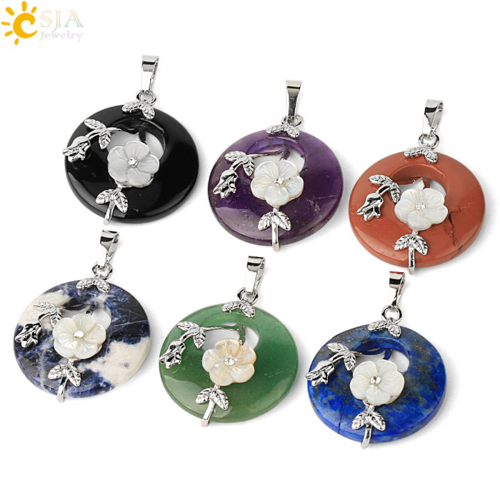 CSJA%20Natural%20Stones%20Pendant%20for%20Necklace%20Round%20Flower%20Leaf%20Amethysts%20Rose%20Quartz%20Rock%20Crystal%20Healing%20Tiger%20Eye%20Jewelry%20G384%20-%20Image%205