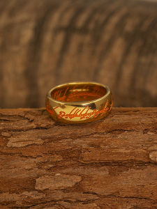 Night Works Classic Engraved 7mm Magic Ring K Gold Vacuum Electroplating Letters Gold Ring Men Plus Size Titanium Steel