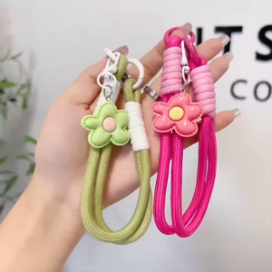 Chain _ rantai telefon hari raya bunga daisy tali phone hijau strap purple hot pink green flower phone strap gift