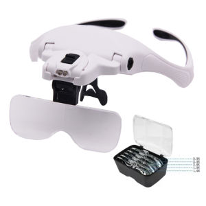 Hot Sell Magnifying Glass LED Light Head Loupe Jeweler Watch Bright Magnifier with 5 Lens