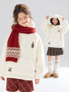 MUCMUKN | Bear Pattern Hooded Fleece Coat