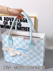 2024 Sanrio FELT handbag large capacity Cute cartoon plaid versatile cross-body tote GIFT bag 手提包大容量