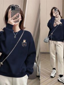 เรียบง่าย สไตล์คอกลม เสื้อสวม เสื้อฮู้ด ผู้หญิง เสื้อผ้าแฟชั่น อุ่น ปุย ฤดูใบไม้ร่วง ฤดูหนาว เสื้อท่อนบน คุณภาพ ผ้าฝ้าย เวอร์ชั่นเกาหลี