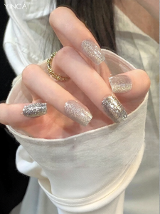 YINCAI | Starry Blue Shimmer Gel Nail Stickers Waterproof