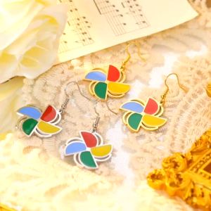 SKYRIM ต่างหูเงินทรงยาวหรูหราสีสันสดใสกังหันลมผู้หญิงต่างหูของขวัญเครื่องประดับ