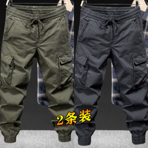 Mens Casual Workwear Pants Loose Fit Spring Autumn Wear Resistant Dirt Easy to Iron mid Waist American Style Polyester Fiber