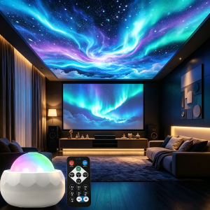 Galaxy Projector LED Night Light RGB 7Colors Remote Control Dimmable for Kids Room Decor Gift Starry Sky Ambient Projection Lamp